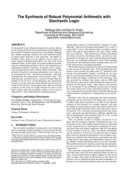 File:Qian Riedel The Synthesis of Robust Polynomial Arithmetic with Stochastic Logic.pdf