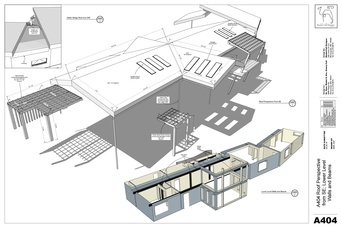 A404: SE Roof Perspective; Lower Level Walls