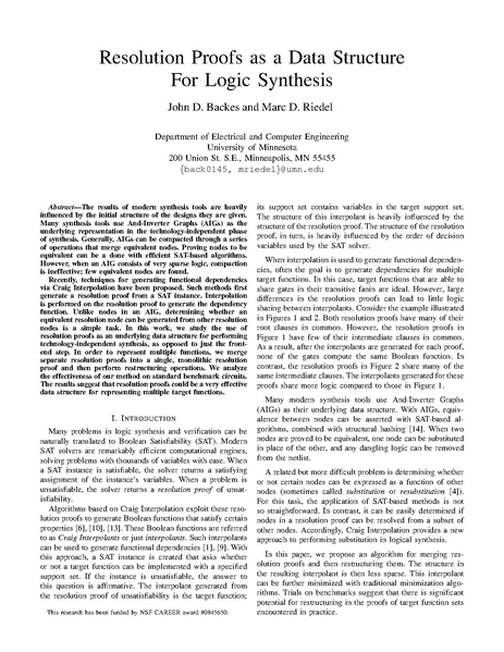 File:Backes Riedel Resolution Proofs As A Data Structure For Logic Synthesis.pdf