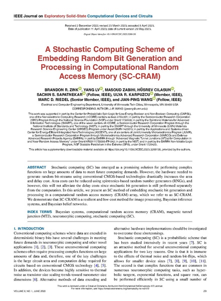 File:Zink Lv Zabihi Cilasun Sapatnekar Karpuzcu Riedel Wang A Stochastic Computing Scheme of Embedding Random Bit Generation and Processing in Computational Random Access Memory SC-CRAM.pdf